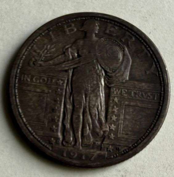 Toned 1917 D Type Two Standing Liberty Quarter