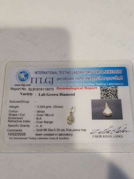 Certified Yellow Gold Lab Diamond Pendant