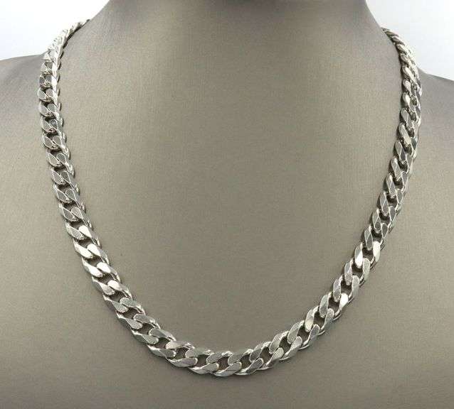 925 Sterling silver 8mm flat curb link chain necklace