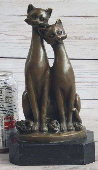 Two Cat Bronze Figurine