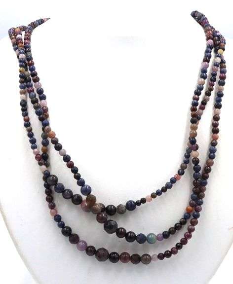 Multi color gemstone 3 strand necklace