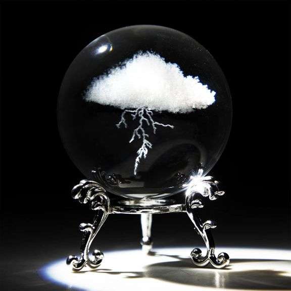 3D Lightning Cloud Crystal Ball Paperweight
