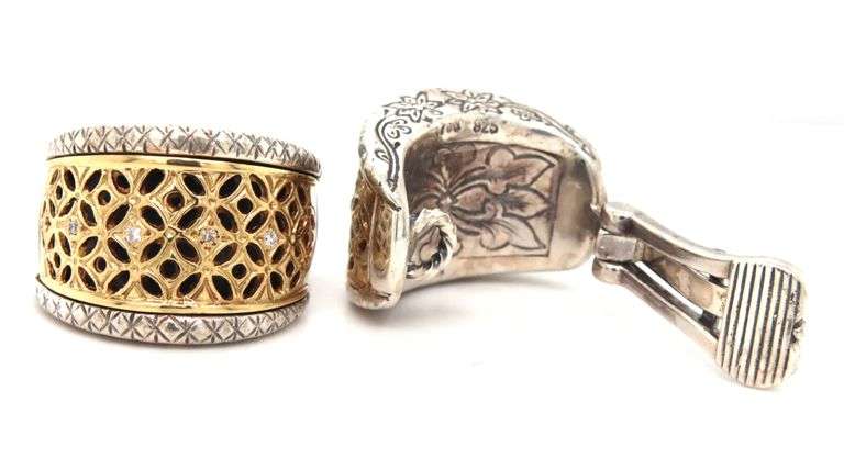 Konstantino diamond Filigree clip on earrings