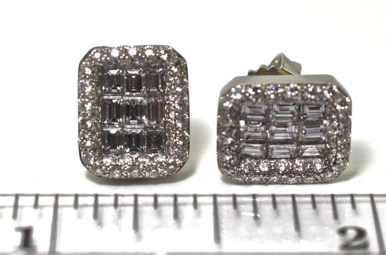 Exceptionally Nice 18K  Diamond Cluster Earrings