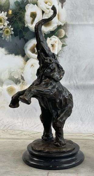 Lucky Trunk up Happy Elephant Bronze Sculpture