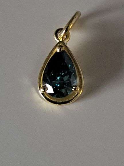 Certified Yellow Gold Blue Lab Diamond Pendant