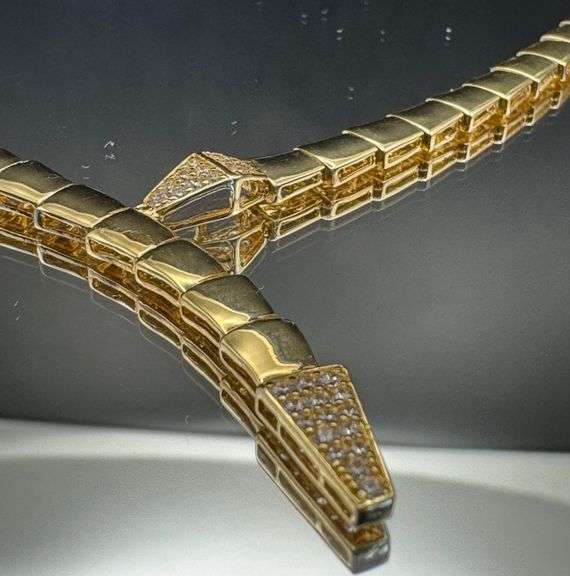 18K GOLD SERPENTI VIPER INSPIRED NECKLACE EARRINGS SET SWAROVSKI