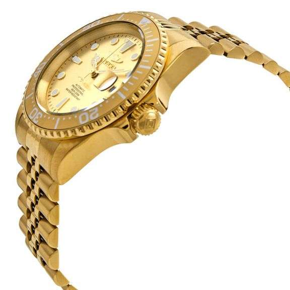 Invicta Pro Diver Automatic Men's Watch – Gold-Tone Stainless Steel, Champagne Dial, 200M
