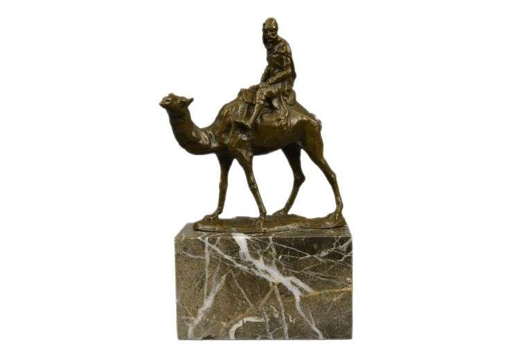 Arab Man Riding Camel Bronze Sculpture