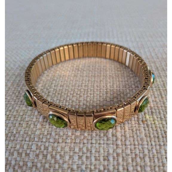 Pierre Lorren 24k Gold Plated Swarovski Peridot Bracelet