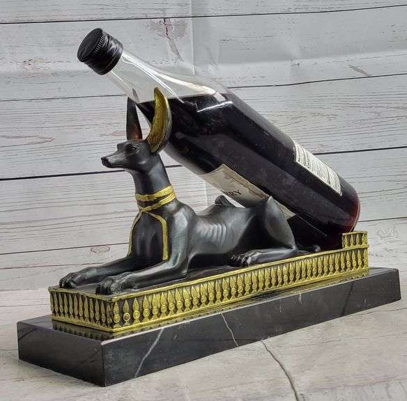 Win Holder Egyptian Anubis Jackal Bronze Sculpture
