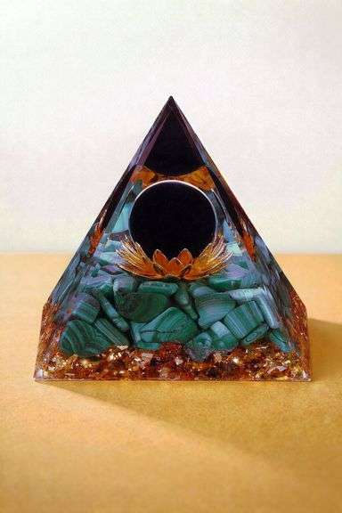 Natural Malachite & Obsidian Pyramid