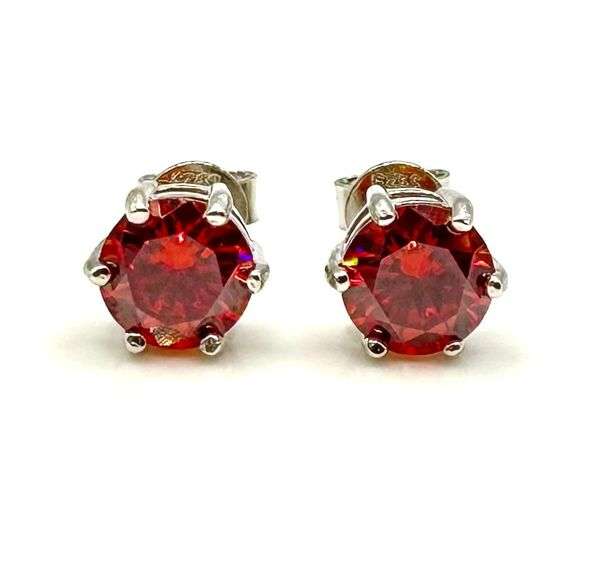 Dazzling White Gold Plate 2 Ctw Simulated Padpaparacha Sapphire Earrings