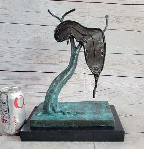 Melting Clock Bronze Figurine