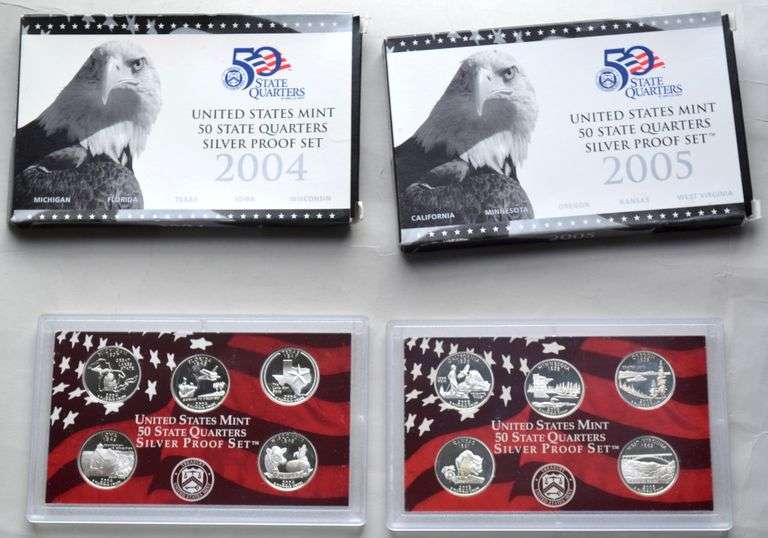 2004 & 2005 Silver Quarter Proof Sets