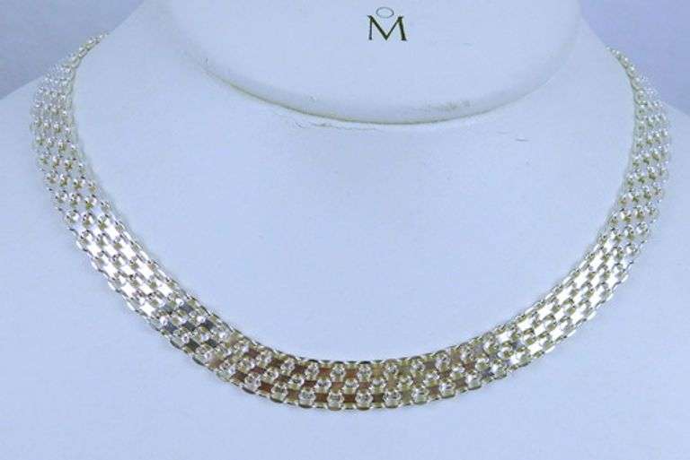 Italian Sterling Mesh Link Choker Necklace