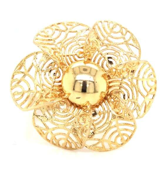 14kt Yellow gold Amoro Filigree ball center floral ring