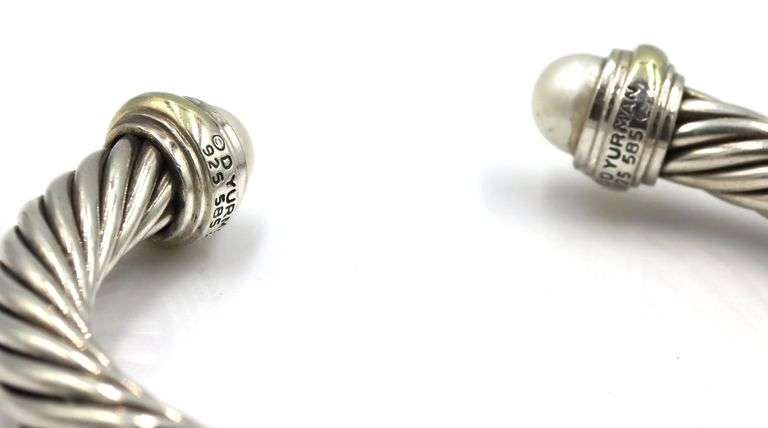 David Yurman classic cable pearl cuff bangle bracelet