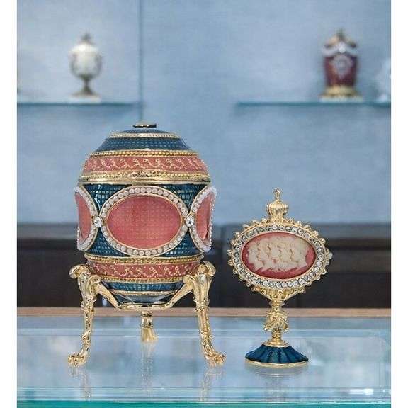 Imperial Mosaic Gold Plated Fabergé-Style with Portrait Frame