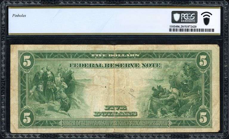 1914 $5 Federal Reserve Note Fr. 851c New York White/Mellon PCGS VF 20