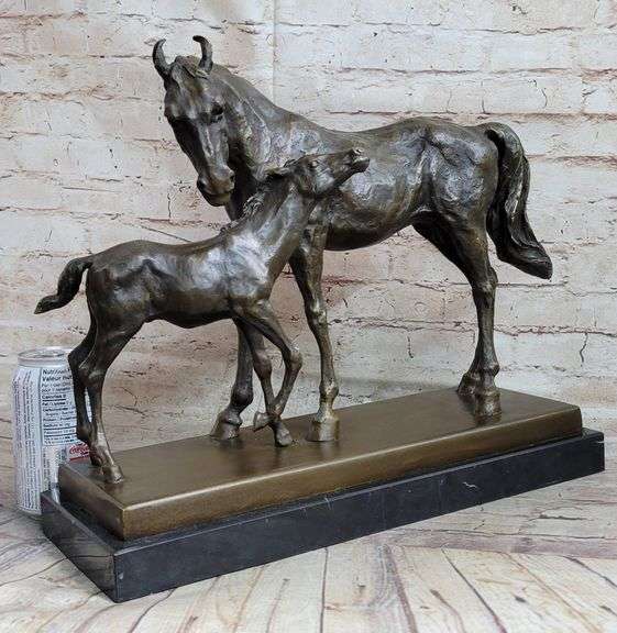 Mare And Foal Horse Bronze Sculpture