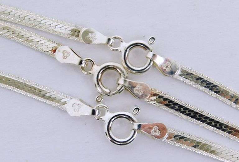 3 Graduated Italian Sterling Herringbone Chains