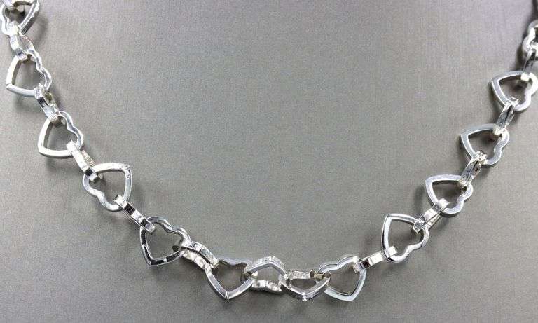 925 Sterling silver heart shaped link chain necklace
