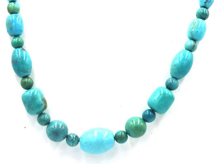 Turquoise beaded necklace with silver clasp
