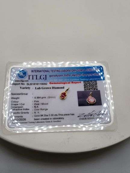 Certified Yellow Gold Pink Lab Diamond Pendant