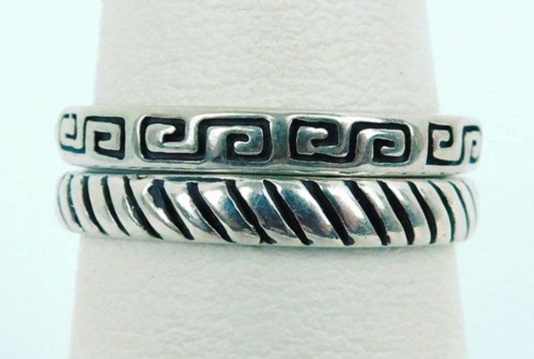 2 Carolyn Pollack Sterling Stacking Rings, Size 8