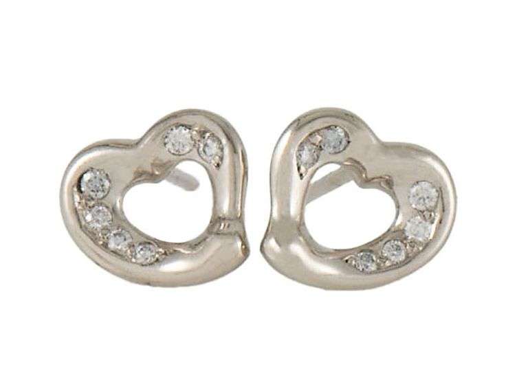 Tiffany & Co. Elsa Peretti 0.20ctw Diamond Open Heart Stud Earrings in Platinum