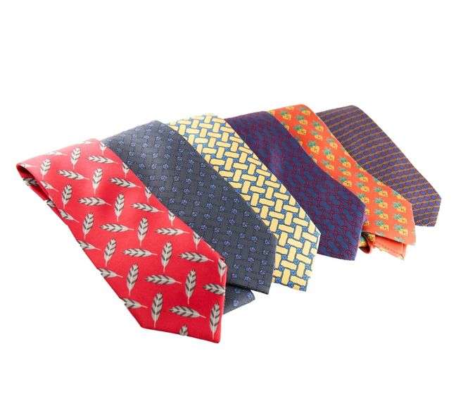 Group lot of 6 Hermes Ties