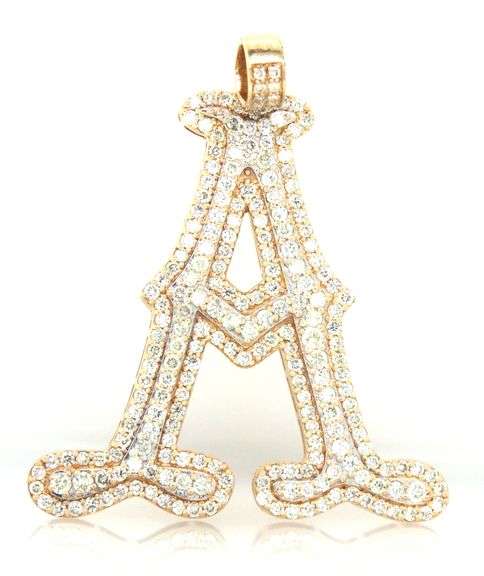 10kt Yellow gold 1.45ctw diamond Initial A pendant