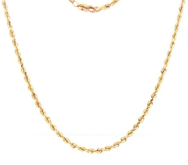 14kt Yellow gold rope chain necklace
