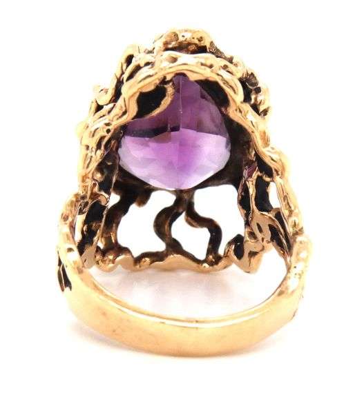 Bold Brutalist 14K YG Amethyst Ring