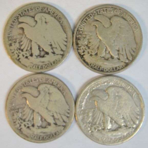 4 Better date Walking Liberty Half Dollars 1916 to 1933-S. Circs