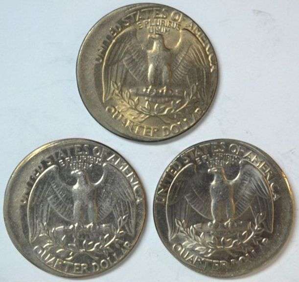 3 Nice 1983 Slightly off-center Washington Quarter Errors in AU to BU