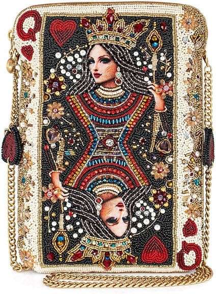 Queen of Hearts Beaded Mini Crossbody Bag