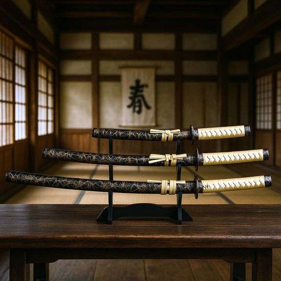 Set of 3 Dragon Totem Japanese Katana Swords