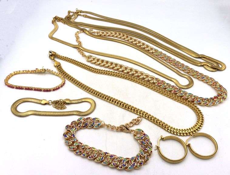 Assorted gold plated steel mixed jewelry