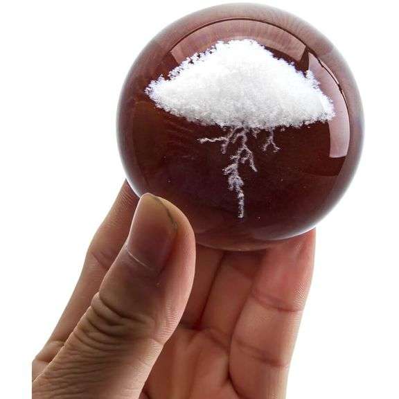 3D Lightning Cloud Crystal Ball Paperweight