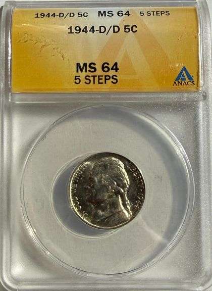 1944 D/D Silver War Nickel MS 64 5 Steps