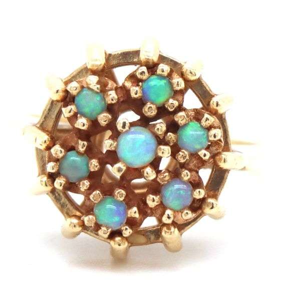Colorful 14k YG Opal Snowflake Ring