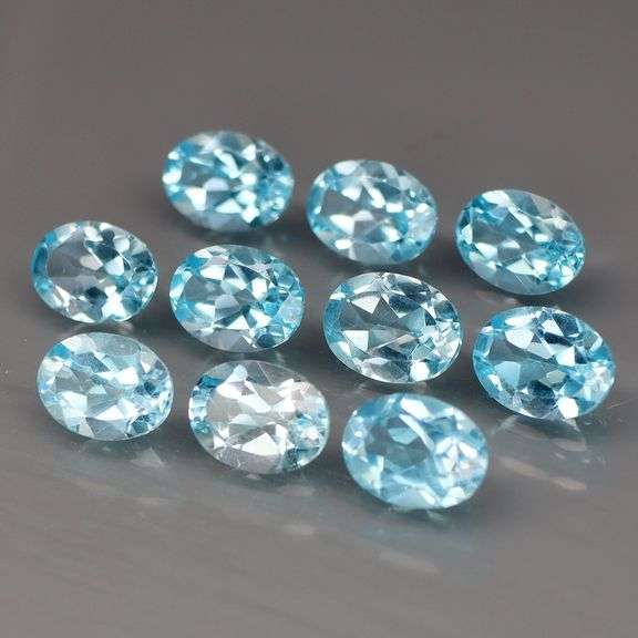 Glittering! 10 piece! 15.40ct full fire sky blue Topaz set!