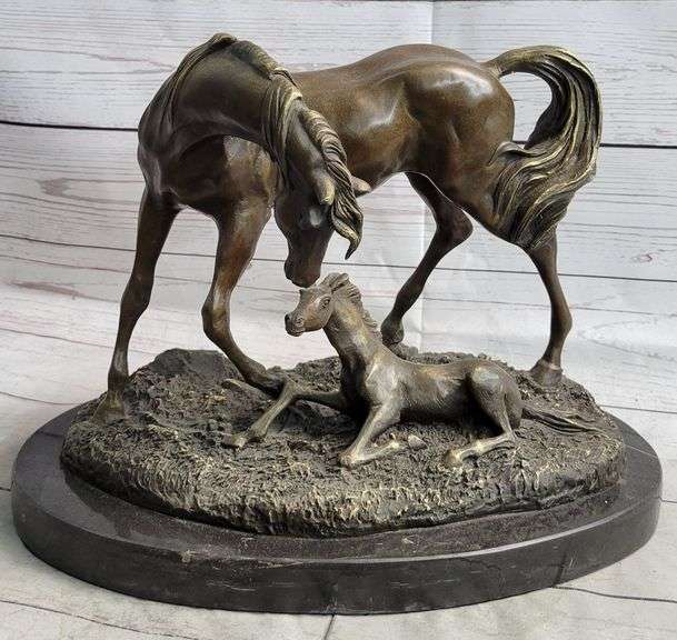 Horse and Colt Bronze Sculpture