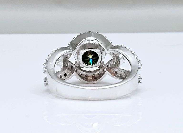 Dazzling 3.15 Ct Green Amber Bronze Fire Moissanite Ring