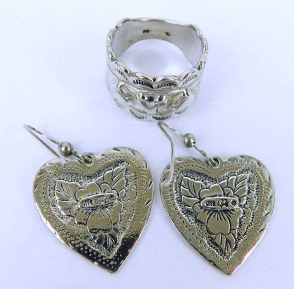 Carolyn Pollack Sterling Heart Earrings & Ring