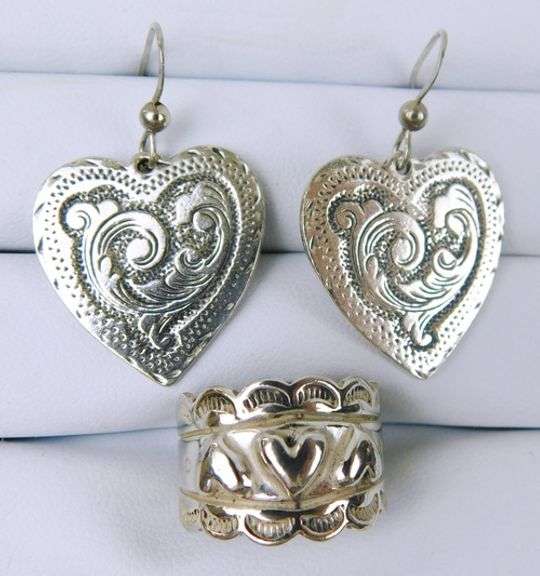 Carolyn Pollack Sterling Heart Earrings & Ring