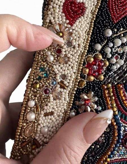 Queen of Hearts Beaded Mini Crossbody Bag