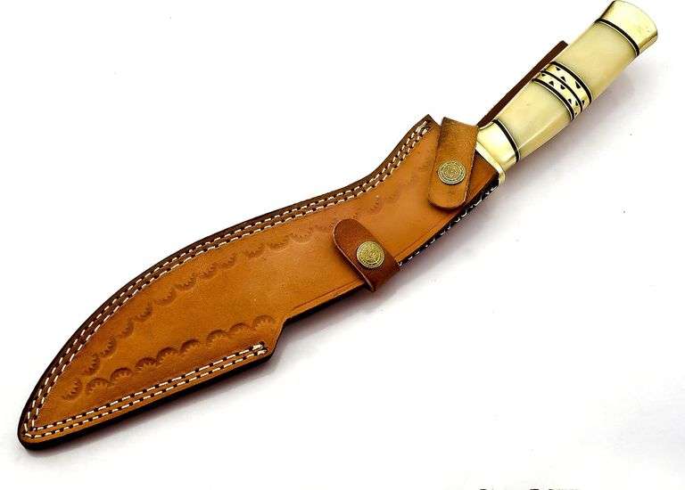 Damascus Steel Knife with Camel Bone Handle